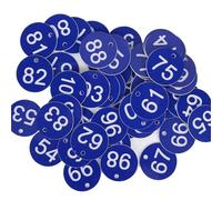 Etichette numerate incise in ABS, Targhette numeriche in ABS 100 pezzi Rotonde Multicolor 1-100(Blue White)