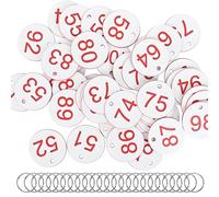 Etichette numeriche da 1 a 100 con portachiavi, etichette in plastica impermeabili con anelli in metallo, identificazione rotonda 1,4 per spa, spogliatoi e ristoranti
