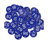 Etichette numeriche in plastica rotonde numerate, Targhette numeriche in plastica 1-100 Multicolor 100 pezzi 3,5 cm(Blue White)