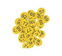 Etichette numeriche in plastica rotonde numerate, Targhette numeriche in plastica 1-100 Multicolor 100 pezzi 3,5 cm(Yellow Black)