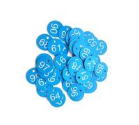 Etichette numeriche in plastica rotonde numerate, Targhette numeriche incise in plastica 100 pezzi 1-100 Multicolor(Blue)