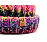 Etichette Pelle Handmade - mod. O5 - hand knitted with love - Targhette handmade per cappelli e borse da cucire fatto a mano (15 pezzi - Prime Testo Standard)