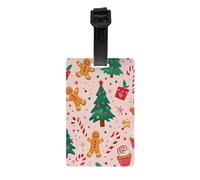 Etichette per bagagli a forma di albero di Natale, pan di, bastoncini di zucchero e cupcake con protezione della privacy per uomini e donne, per viaggi in aeroporto e in crociera