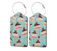 Etichette per bagagli a forma di fetta di torta di ciliegie per valigie, etichette per borse da viaggio, etichetta con nome, etichetta per bagagli in pelle personalizzata con etichetta per la privacy,