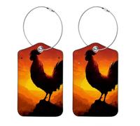 Etichette per bagagli a forma di gallo e alba, in pelle PU, per borsa da viaggio per navi da crociera, etichetta identificativa e anello in metallo, adatte per borsa da viaggio