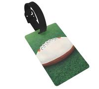 Etichette per bagagli a forma di palla da rugby, colore bianco, resistenti ed eleganti, questo accessorio da viaggio unisex rende facile identificare il tuo bagaglio.