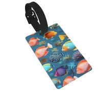 Etichette per bagagli a forma di pesce di barriera sottomarina. Durevole ed elegante, questo accessorio da viaggio unisex rende facile identificare il tuo bagaglio.