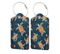 Etichette per bagagli a forma di tartaruga marina, per valigie, etichette per bagagli da crociera, con etichetta per la privacy, cartellino per indirizzo e anello in metallo, adatte per borse da via