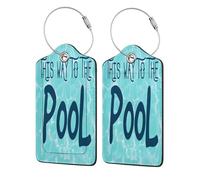 Etichette per bagagli a tema acquatico con cartello per piscina, etichette per bagagli da nave da crociera con etichetta di copertura per la privacy, cartellino per indirizzo e anello in metallo, ada