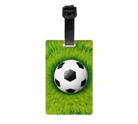 Etichette per bagagli a tema calcio sull'erba - Etichette per bagagli sicure in PVC, etichette per bagagli da viaggio con carta d'identità per una facile identificazione