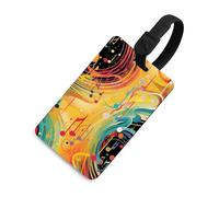 Etichette per bagagli a tema musica astratta con carta d'identità, etichette resistenti per borse da viaggio, etichette impermeabili per valigie, zaini e custodie da viaggio, stile nero