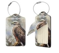 Etichette per bagagli ad acquerello di Hawk, 4 pezzi, per valigie, in pelle, impermeabili, per la privacy, con nome, etichetta identificativa e etichette per bagagli con anello in metallo, per donne e