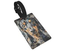 Etichette per bagagli, collage di giornali, bassotti, etichette identificative, etichette per valigie, ideali per viaggi e crociere