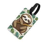 Etichette per bagagli con adorabile bradipo con carta d'identità, etichette resistenti per borse da viaggio, etichette impermeabili per valigie, zaini e custodie da viaggio, stile nero
