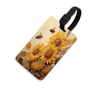Etichette per bagagli con api e girasoli su vecchia carta per valigie Etichetta per bagaglio personalizzata con scheda informativa Etichette per borse durevoli Timbro da viaggio retrò Etichette per