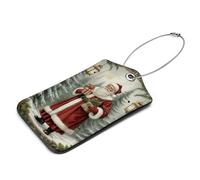 Etichette per bagagli con Babbo Natale, 2 etichette per bagagli in pelle, etichette per bagagli per valigie, etichette per bagagli da viaggio con carta d'identità, proteggere la privacy e prevenire