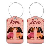 Etichette per bagagli con cane e amore, in pelle PU, per borsa da viaggio per navi da crociera, etichetta identificativa e anello in metallo, adatta per borsa da viaggio