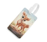 Etichette per bagagli con cervo adorabile per valigie Etichette divertenti per identificazione bagagli Elegante etichetta per bagagli con anello bianco per appendere etichetta identificativa
