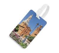Etichette per bagagli con città spagnole porta carte per bagagli con scudo per la privacy borsa da viaggio targhetta identificativa per uomini e donne zaino borsa stile bianco
