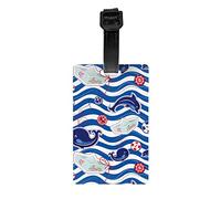 Etichette per bagagli con delfini e balene, in PVC, con nome, identificativo per valigia da viaggio, etichette identificative, etichetta per bagaglio durevole, 1 pz.