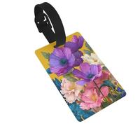 Etichette per bagagli con diversi fiori viola, ideali per viaggi, crociere, zaini e borse