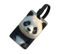 Etichette per bagagli con faccia di panda anime, con carta d'identità, etichette resistenti per borse da viaggio, etichette impermeabili per valigie, zaini e custodie da viaggio, stile nero