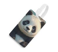 Etichette per bagagli con faccia di panda anime, con carta d'identità, etichette resistenti per borse da viaggio, etichette impermeabili per valigie, zaini e custodie da viaggio, stile bianco