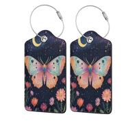 Etichette per bagagli con farfalla al chiaro di luna mistica per valigie, etichette per borse da viaggio, etichetta con nome, etichetta per bagagli in pelle personalizzata con etichetta per la privacy