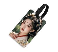 Etichette per bagagli con fatina orientale per valigie, etichette divertenti per identificazione bagagli, elegante etichetta per bagagli con anello nero per appendere l'etichetta identificativa