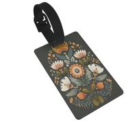 Etichette per bagagli con fiori della metà del secolo scorso, arte popolare svedese, etichetta identificativa per valigie, ideale per viaggi e zaini da crociera