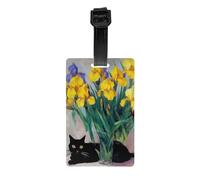 Etichette per bagagli con fiori di gatto per valigie, etichette identificative resistenti, etichette per borse per riconoscere facilmente la borsa, essenziali da viaggio