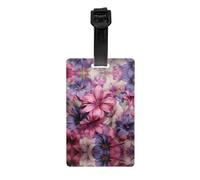 Etichette per bagagli con fiori viola e rosa stampati, per bagagli, valigie, etichette in PVC, essenziali da viaggio, perfette per individuare rapidamente bagagli valigie