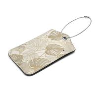 Etichette per bagagli con foglia di palma bianca, 2 etichette per bagagli in pelle, etichette per bagagli per valigie, etichette per bagagli da viaggio con carta d'identità, proteggere la privacy e