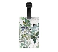 Etichette per bagagli con foglie di eucalipto verde - Etichette per bagagli in PVC sicure, etichette per bagagli da viaggio con carta d'identità per una facile identificazione