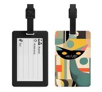 Etichette per bagagli con gatti d'arte moderna della metà del secolo per valigie Etichette personalizzate per borse da viaggio con copertura per la privacy Etichette identificative per valigie in TPU