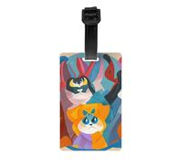 Etichette per bagagli con gatti in stile cartone animato per valigie, etichette identificative resistenti, etichette per borse per riconoscere facilmente le borse, essenziali da viaggio