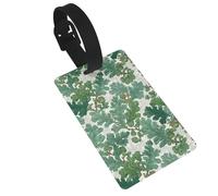 Etichette per bagagli con ghiande verdi e foglie di quercia, ideali per viaggi e zaini da crociera