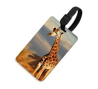 Etichette per bagagli con giraffa animali dell'Africa per valigie Etichette divertenti per identificazione bagagli Elegante etichetta per bagagli con anello nero per appendere l'etichetta
