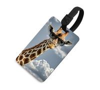 Etichette per bagagli con giraffa che indossa occhiali da sole, con carta d'identità, etichette resistenti per borse da viaggio, etichette impermeabili per valigie, zaini e custodie da viaggio, stile