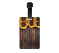 Etichette per bagagli con girasole su tavola di legno Etichette per bagagli Etichette per bagagli Set di etichette per borse Etichette da viaggio Accessori regalo