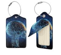 Etichette per bagagli con intelligenza artificiale per valigie, etichette da viaggio in pelle PU con retro completo per la privacy, etichette con nome personalizzate per borse, etichette per valigie
