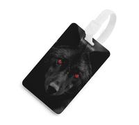 Etichette per bagagli con lupo dagli occhi rossi neri con carta d'identità, etichette resistenti per borse da viaggio, etichette impermeabili per valigie, zaini e custodie da viaggio, stile bianco
