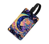 Etichette per bagagli con mandala a forma di stella e luna, etichette per valigie, etichette da viaggio, etichette identificative, biglietti da visita, zaini per valigie