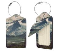Etichette per bagagli con montagne dell'Alaska per valigie, in pelle PU, con anello in acciaio inossidabile e biglietto per indirizzo, etichette per bagagli carine, etichette da viaggio, etichette