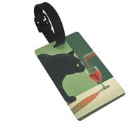 Etichette per bagagli con nome e identificazione del vino rosso Black Cat, ideali per zaini da viaggio, crociere e borse.