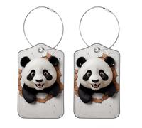 Etichette per bagagli con panda all'interno della parete, in pelle PU, per borsa da viaggio per navi da crociera, etichetta identificativa, indirizzo e anello in metallo, adatte per borsa da viaggio