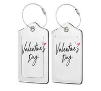 Etichette per bagagli con parole inglesi per San Valentino, confezione da 2 etichette per bagagli in pelle con patta per la privacy, etichetta identificativa con nome e anello in metallo, per donne e