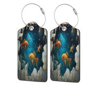 Etichette per bagagli con pesci di caverna acquatica, etichette per bagagli da nave da crociera con etichetta di copertura per la privacy, cartellino dell'indirizzo e anello in metallo, adatte per va