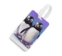 Etichette per bagagli con pinguino carino porta carte per bagagli per valigie con scudo per la privacy borsa da viaggio targhetta identificativa per uomini e donne borsa zaino bianco stile