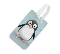 Etichette per bagagli con pinguino carino porta carte per bagagli per valigie con scudo per la privacy borsa da viaggio targhetta identificativa per uomini e donne borsa zaino bianco stile